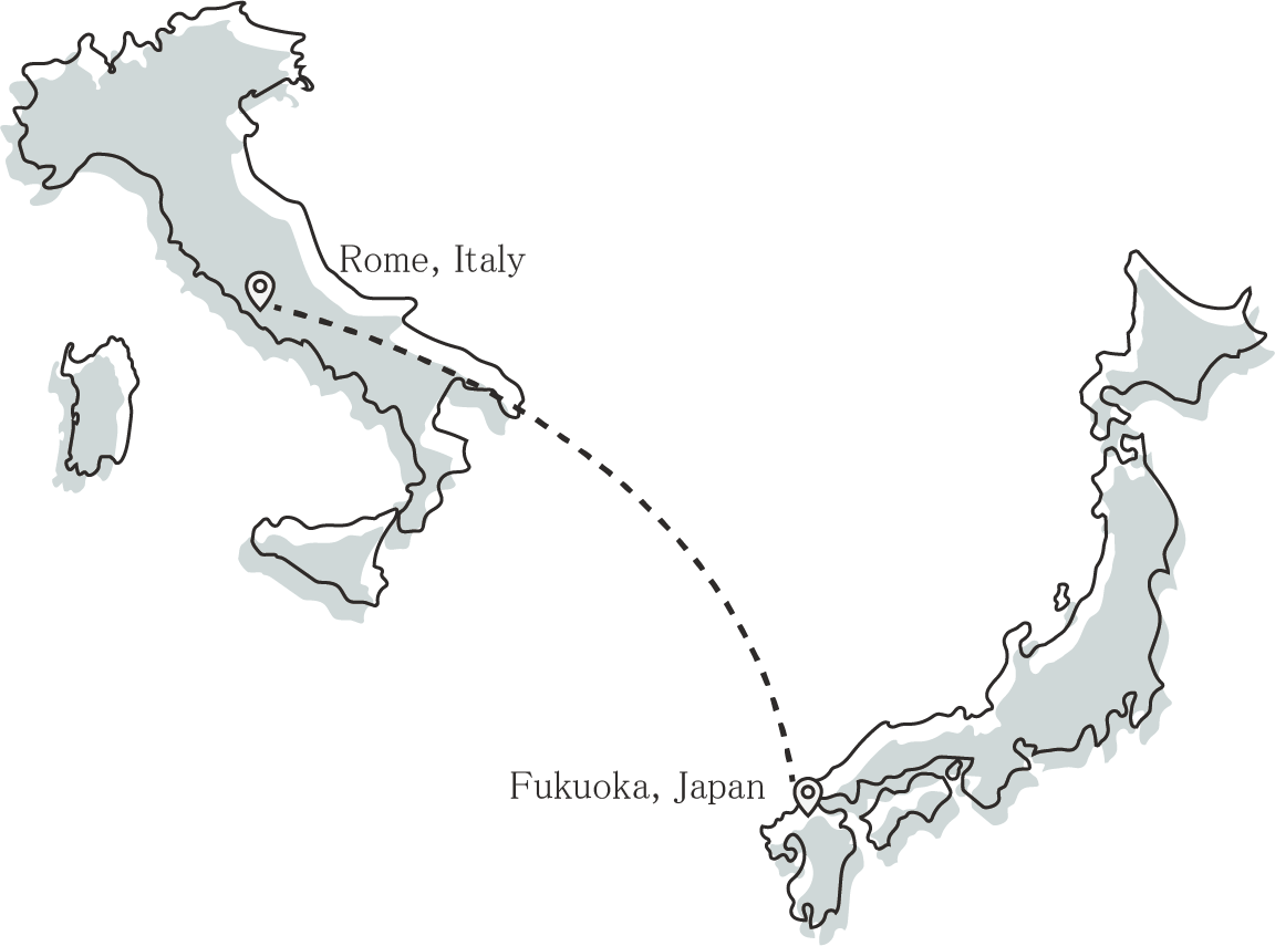 イタリアと日本の地図